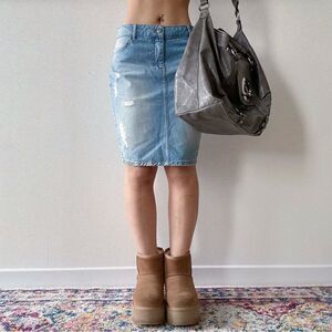 y2k ribcage lowr ise denim midi/mini skirt